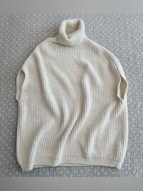 NA-KD High Neck Knitted Sweater Vest Sleeveless Turtleneck Oatmeal Size S